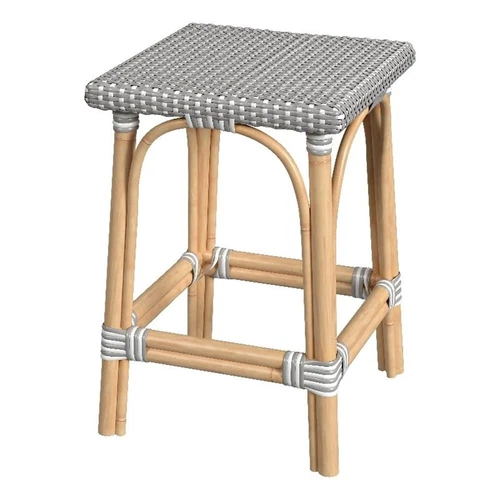 Butler Specialty Company Riviera Square 24"H  Rattan Counter Stool - Gray/White - Picture 1 of 7
