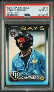 2024 Topps Chrome Image Variation Junior Caminero #213 PSA 10 Rookie RC Rays GEM