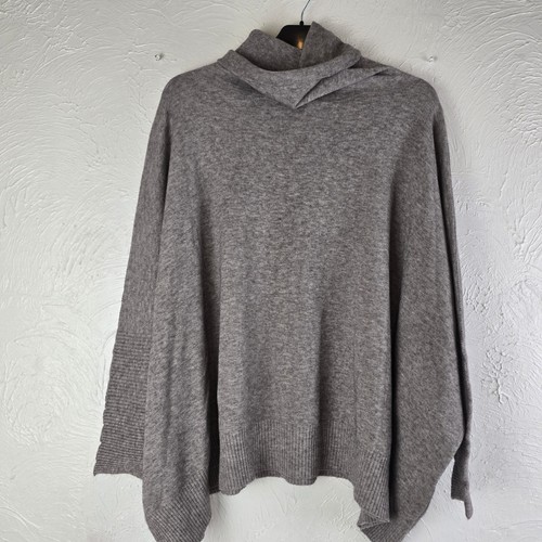 Alpini Knitwear Made in Italy Damen grau asymmetrisch Poncho Pullover One Size - Bild 6 von 16