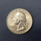 Washington Silver Quarter US 25C - 90% Silver 1964 D
