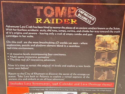 Tomb Raider Unfinished Business Big Box PC CD-ROM New & Sealed 1998 - Picture 6 of 7