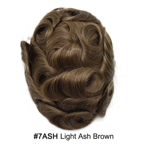 Mens Hair Replacement System All Poly Skin Men Toupee Hairpieces Human Hair Wigs - Picture 23 of 86