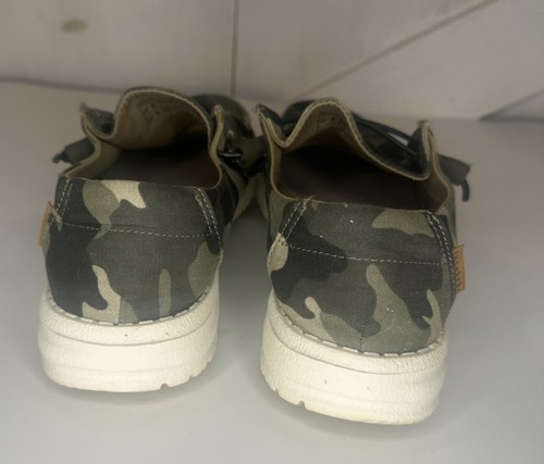 Hey Dude Womens Wendy Lace Up Loafers Slip On Camo Green A - Picture 6 of 12