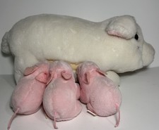 VTG Dakin Mama Pig 3 Detachable Baby Piglets Nursing Plush Stuffed 1980 13  
