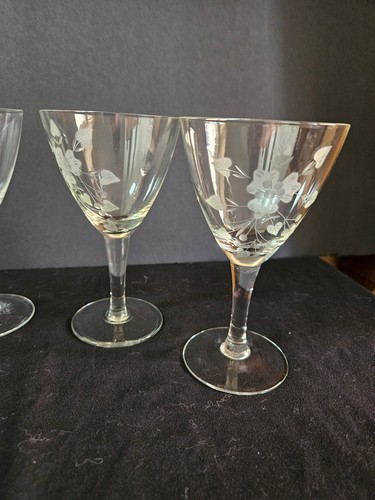 Toscany TOY26 Muster 4 Weinkelche Gläser grau geschliffen geätzt Blumen 6" - Bild 7 von 9