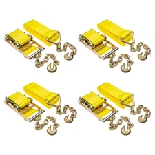 4-Pack of 4" x 40' Heavy-Duty Ratchet Strap with Chain Extensions
