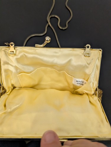 Vintage Clutch Muschelform Saatperlen goldfarben Handtasche - Bild 8 von 11
