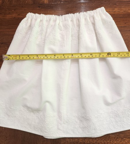 Handmade Upcycled Fashion Kids White Cotton Flare Skirt Embroidery Accents S 5-6 - Picture 5 of 9