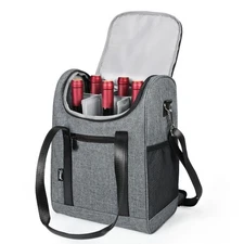 Wine Carrier Bag Insulated 6 Bottle Cooler Protection Carrying Tote Case Travel