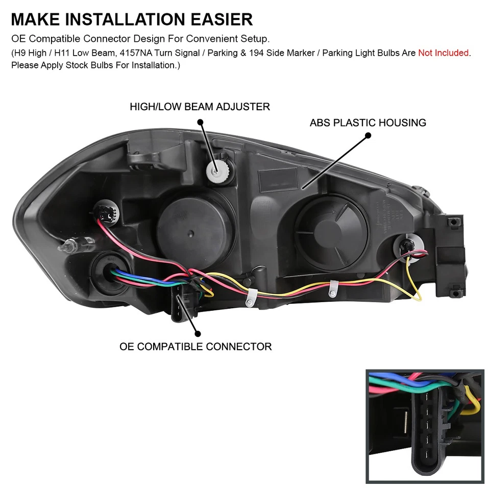 Fits 2006-2013 Chevy Impala 2006-2007 Monte Carlo LED Strip Headlights Lamps - Изображение 4 из 4