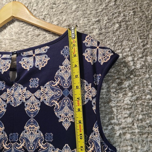 New York Company Sleeveless Geo Print Fit & Flare Dress Size Xl Soft Cotton NWT - Picture 4 of 13