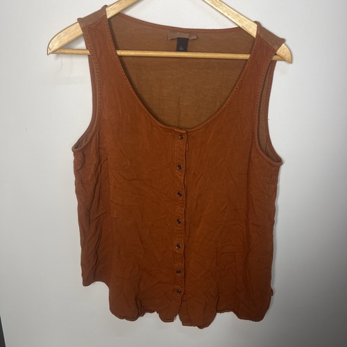 Universal Thread Women's Large Top Blouse Tank Top Shirt Rayon Brick Red Casual - Picture 4 of 10