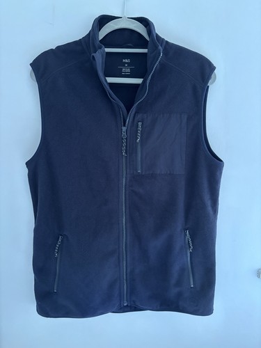 Marks & Spencer M&S mens dark navy blue full-zip fleece gilet waistcoat Medium - Bild 3 von 8