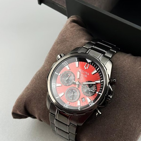 Reloj de hombre Bulova Marine Star 98B350 Cuarzo Cronógrafo Esfera Roja 43mm 3