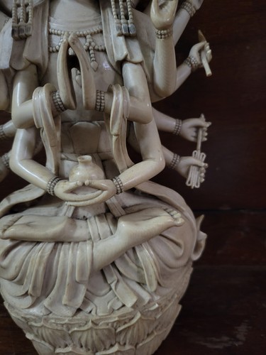 18 Arm Göttin Statue Buddhismus Tibetischer weißer Knochen? - Bild 4 von 24
