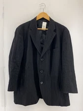 ISSEY MIYAKE Wool Tailored Jacket 2 in Black, Plain, Me33fd063, Wrinkled, Shrink