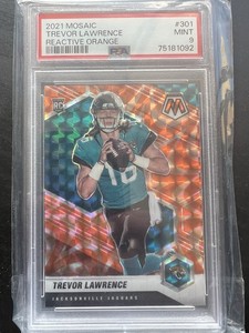 2021 Mosaic Trevor Lawrence Reactive Orange Prizm Rookie RC #301 PSA 9