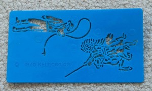 1970 Kellogg Co. Blue Stencil of a cowboy & an indian - cereal give away - Mint