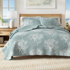 King Coastal Quilt Bedding Set, Summer Coastal Quilt with Shams, Beach 3-Piece R
