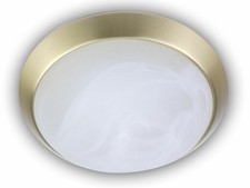 Deckenleuchte rund Alabaster Glas Zierring Messing matt Ø 25cm Küchenleuchte