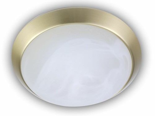 Deckenleuchte rund Alabaster Glas Zierring Messing matt Ø 25cm Küchenleuchte - Bild 1 von 4