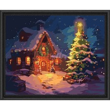 Figured Art Snowy Christmas Cottage Paint by Number Kit