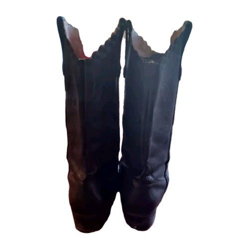 Western Black Leather Cowgirl Boots Size 40 Women's 9.5 - Picture 3 of 7