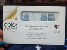 Color Street Nail Polish Strips Blue Jean Baby, Denim, 16 Long Lasting