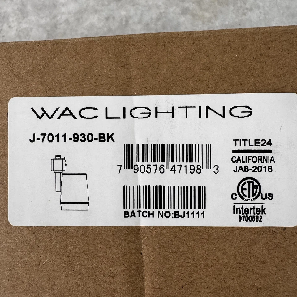 Luz de accesorio de pista WAC 1 luz J - negra J-7011-930-BK caja nueva Foto 2 de 4