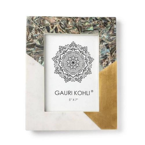 GAURI KOHLI Roshan 5 in. x 7 in. Pearl and Marble Picture Frame - Picture 6 of 8