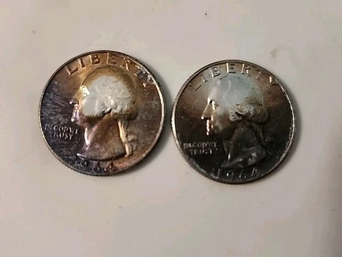 Lot (2) Silver Quarters 1964-D and 1964 Naturally Toned Quarter Dollars