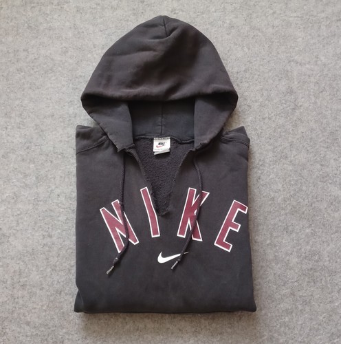 Vtg Nike Hoodie Men L Black Center Swoosh Spellout Distressed Thrashed Faded USA - Picture 15 of 16