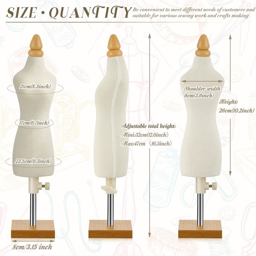 10 Pcs Doll Dress Form Mini Female 1/4 Size Tailor Dressmaker Dummy Mannequin... - Picture 3 of 7