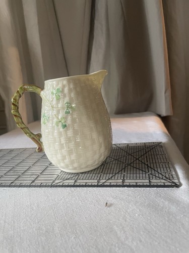 Irland Belleek klassisches Kleeblatt 6. grüne Markierung gewebt Porzellan Krug Milchkännchen - Bild 10 von 18