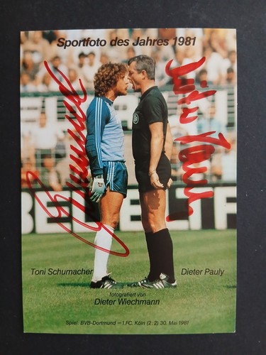 Harald Schumacher & Dieter Pauly Sportfoto des Jahres 1981 original handsigniert