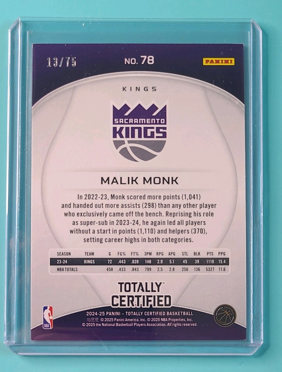 2024-25 Panini Totally Certified Malik Monk Orange Mirror