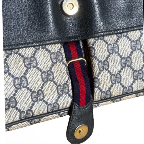 👑Selten! Vintage GUCCI GG Sherry Shoulder Bag Purse Dark Navy Black w/COA EUC👑 - Bild 11 von 16