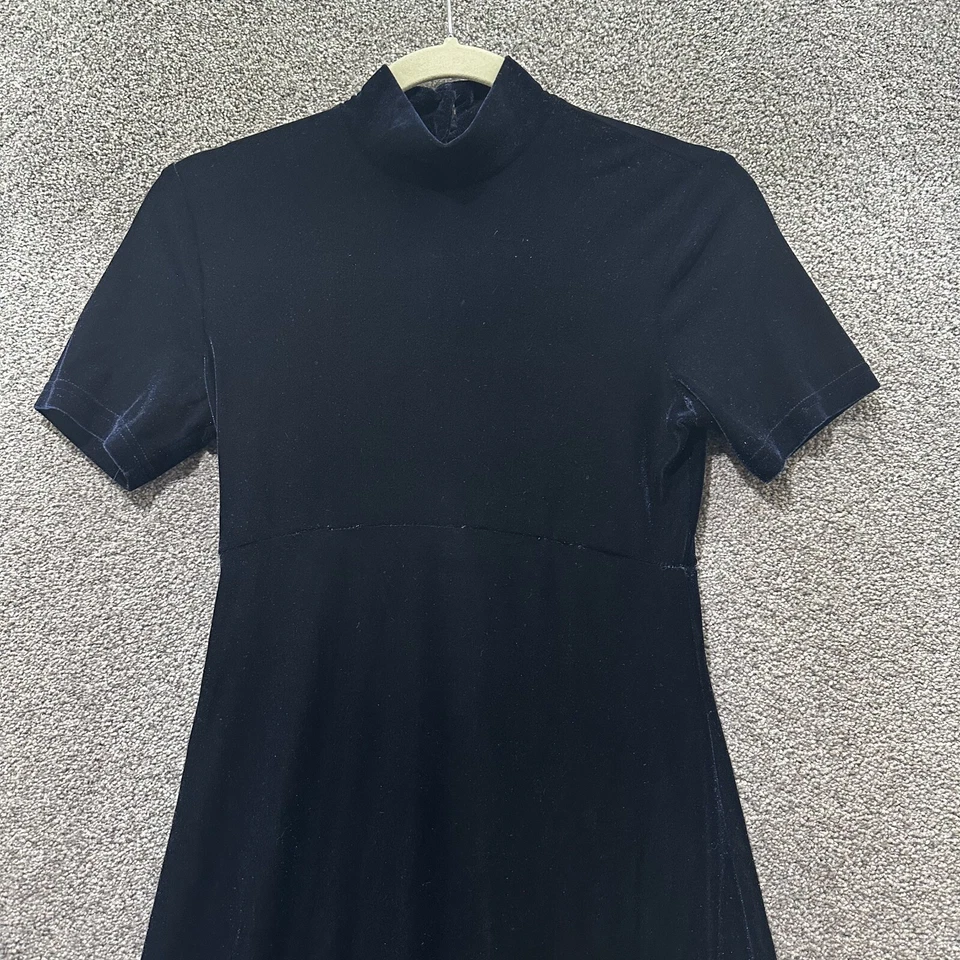 Maxi Vestido De Colección Años 90 My Michelle Terciopelo Pequeño Azul Oscuro Terciopelo Bruja Capricho Foto 3 de 4