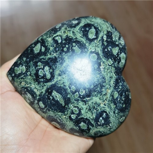 742g Nice Deep Green Kambaba Jasper Crocodile Jasper Heart o306 - Picture 3 of 11