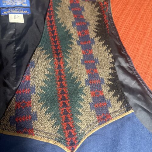 Pendleton High Grade Western Wear Blue Button Vest Denim Men's Size Small - Picture 2 of 8