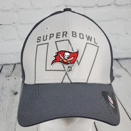 Tampa Bay Buccaneers Hat Super Bowl LV New Era 39THIRTY Flex Cap Size M/L Gray - Picture 2 of 10