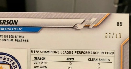 2019-20 Topps Chrome UEFA Ederson #89 Red Wave Refractor /10 SSP RARE! - Bild 2 von 3