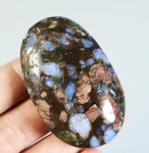 Natural Blue Glaucophane Quartz Crystal Stone Palm Healing Mineral Specimen - Foto 2 di 9