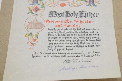Raro 1958 PAPA BENDICIÓN APOSTÓLICA INDULGENCIA PLENARIA Firmado Notarizado - Imagen 7 de 10