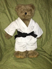 Karate Bear - Build-A-Bear - WHITE SHIRT/PANTS BLACK BELT ~15”