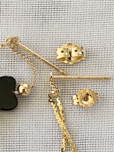 14k Gold Onyx Herz Ohrhänger 1 1/2" lang - Bild 8 von 11
