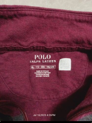 Suéter Polo Ralph Lauren para hombre 1/4 con cremallera ¢ Borgoña/Gris ¢ Talla 2XL - Imagen 2 de 3