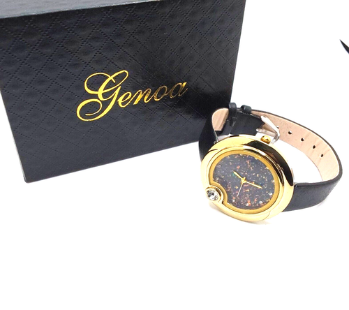 Reloj Génova Cristal Austriaco Miyota Movimiento Japonés Negro Cuero Vegano $219 - Imagen 4 de 5