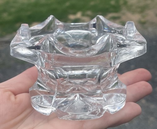 Antique 19th C. Pressed Flint Glass Master Salt Victorian Early American EAPG - Afbeelding 1 van 11