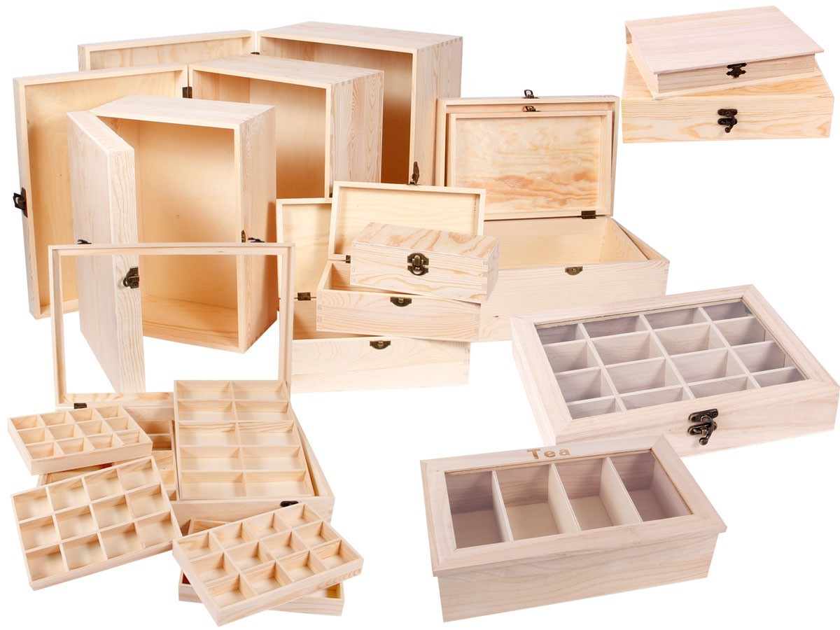Holz-Box Holz-Schatulle Truhe Schatz Tee-Box Geschenk-Box Holz-kiste mit Deckel